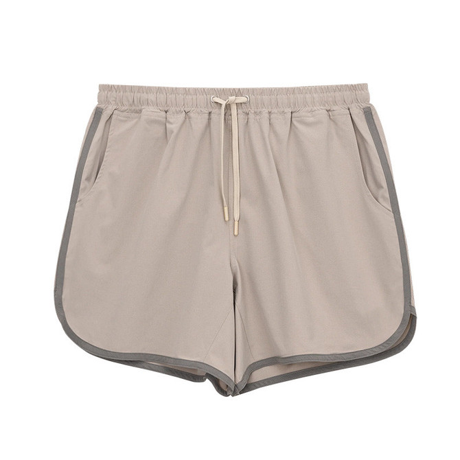 Alabama Outdoors Apparel AOA Men's Stride Scallop Short - 5.5 inches, light beige athletic shorts with gray trim and drawstring waist.