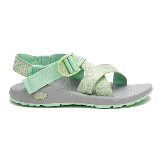 Chaco Women's Z Cloud Sandals, light green and gray outdoor sport sandals with adjustable straps and cushioned footbed.