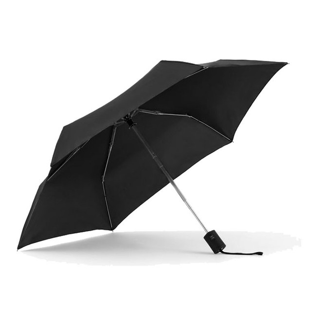Liberty Mountain Rainessentials Auto Open and Close Compact Umbrella, black compact umbrella with automatic open and close feature, lightweight and portable for travel.