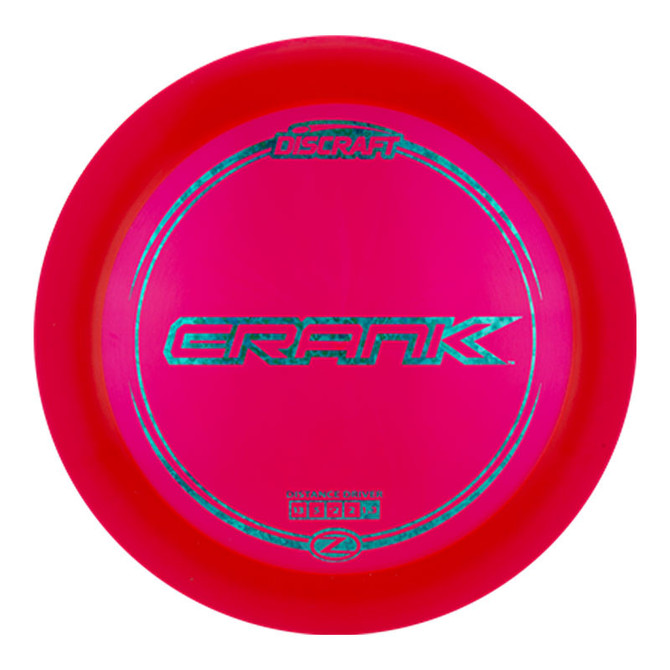 Discraft Disc Golf Disc, Pink Disccraft Z Line Crank with blue and pink branding and design.