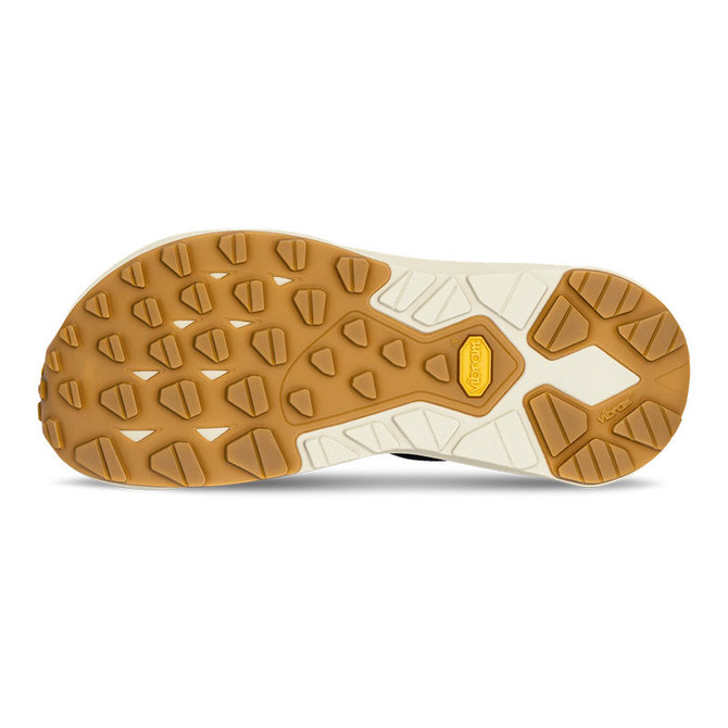 Altra Women's Voyager, bottom view of trail running shoe sole showing durable rubber tread with multi-directional lugs for traction.
