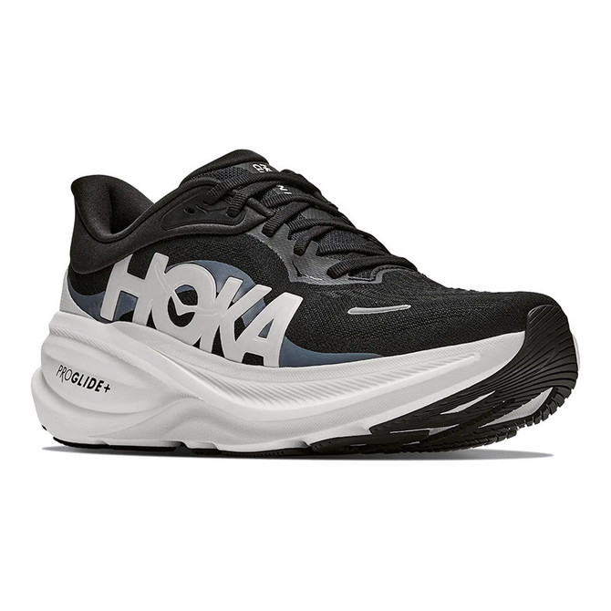 HOKA Men's Clifton PRO Running Shoe, black with white sole and bold HOKA logo on side.