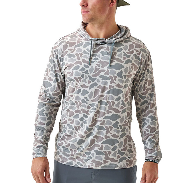 Burlebo Men's Performance Hoodie, stylish camouflage patterned hoodie with drawstring hood and long sleeves.