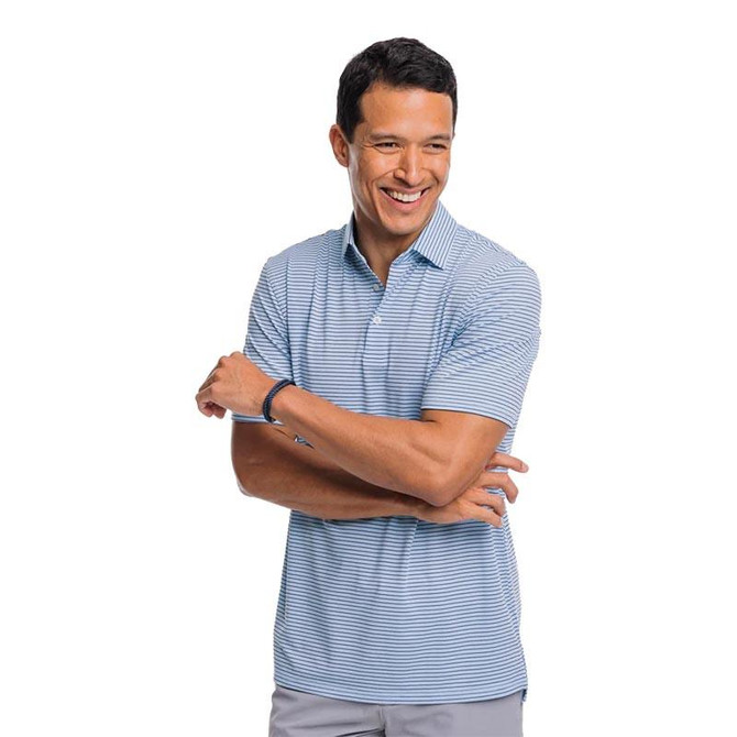  Southern Tide Men's Short Sleeve Driver Mayfair Stripe Perf Polo 