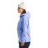 The North Face Women's Venture 2 Jacket, light blue waterproof and windproof outdoor rain jacket with hood, zipper pockets, and adjustable features.