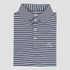 Rhoback Men's Short Sleeve The Birdie Stripe Performance Polo, navy and white striped polo shirt with embroidered logo and button-down collar.