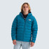 Summer Sale exclusions The North Face Boys' Reversible Perrito Hooded Jacket, blue puffer jacket with hood, front view.
