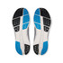 On Running Men's Cloudsurfer 2, view of the soles showing a pattern of blue, black, and white rubber segments for traction and cushioning.