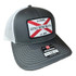 Little River Hat & Clothing Co. Little River Alabama State Flag Hat, a baseball cap with a black front panel, white mesh back, and an Alabama state flag patch on the front.