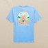 Southern Tide Men's Short Sleeve One and Done T-shirt, light blue T-shirt featuring a colorful graphic of a drink with lemon, umbrella, and golf ball with text 'Southern Tide'.