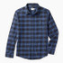 Fair Harbor Men's The Seaside Lightweight Flannel, Blue and black plaid long-sleeve shirt with button-up front and pocket.