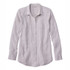 L.L. Bean Women's Premium Washable Linen Tunic Long Sleeve Micro Stripe, a light-colored, striped linen tunic with a classic collar and button-down front.