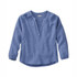 L.L. Bean Women's Cloud Gauze Splitneck Shirt, blue long sleeve gauze blouse with a split neckline and relaxed fit.