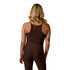 Carve Designs Carve Women's Boca Compression Tankini, back view of a woman wearing a dark brown compression tankini with a sleeveless design and fitted bottoms.