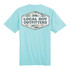 Local Boy Fish Camo Diamond Crest SS Tee, light blue T-shirt with large graphic logo on the back featuring camouflage pattern and the text 'Local Boy Outfitters'.