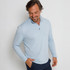 Anderson Ord Men's Hightower Pullover, image of a smiling man wearing a light blue pullover with a half-zip collar, standing against a plain background.