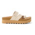 Reef Women's Vista Hi Layla Sandal, stylish open-toe summer sandal with wide cream-colored straps and a tan sole featuring a rugged tread, perfect for casual outings.