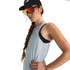 The North Face Women's Summit High Trail Tank, athletic tank top worn by a woman with sunglasses and a cap on a white background.