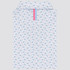 Rhoback Men's The Bev Cart 2.0 Performance Polo, white shirt with a colorful pattern of golf carts, golf balls, and drinks, with a pink stripe on the front.