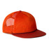 The North Face Runner Trucker, orange mesh snapback cap with a curved brim and adjustable back strap.