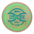 Discraft Disc Golf Discraft ESP FLX Nuke, close-up of the disc showing vibrant iridescent colors and detailed branding in blue.
