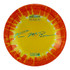 Discraft Paul McBeth Fly Dye Z Anax, vibrant yellow disc golf disc with orange and red splatter patterns, signature of Paul McBeth, and branding details.
