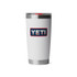 YETI Coolers Yeti Rambler 20oz Tumbler USA, white stainless steel tumbler with a patriotic YETI logo in red, white, and blue, featuring a lid for leak-proof use.