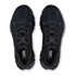 On Running Women's Cloud X 5, top view of these black athletic running shoes with breathable mesh upper and cushioned insole.