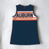 Scarlet and Gold Youth The Classic Cheer Dress Auburn, navy blue cheer dress with orange and white stripes and Auburn logo across the chest.