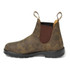 Blundstone Unisex #585 Chelsea Boot, brown leather slip-on ankle boot with elastic side panels and pull tabs for easy wearing, rugged outsole for durability.