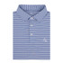Rhoback Men's The Birdie Stripe 2.0 Performance Polo, blue and white striped polo shirt with a collar and logo embroidery