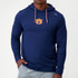 Rhoback Men's Hesi Collegiate AU Logo Hoodie - Auburn, blue hoodie with Auburn University logo, front view of a man wearing the hoodie with hands in pockets.