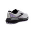 Brooks Women's Adrenaline GTS 23 running shoe, side view showing white, black, and purple athletic shoe with supportive design features.