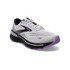Brooks Women's Adrenaline Gts 23 running shoe, white and purple athletic sneaker with breathable mesh upper and cushioned sole.
