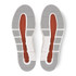 On Running Men's The Roger Advantage, top view of the shoe soles showing gray, white, and rust-colored design with traction patterns and cushioning details.