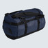 The North Face Base Camp Duffel Small, blue and black travel and gym duffel bag with multiple compartments and adjustable straps.
