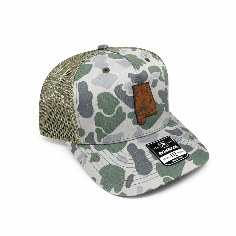 Alabama Outdoors Wood Grain AL State Duck Camo Trucker Hat