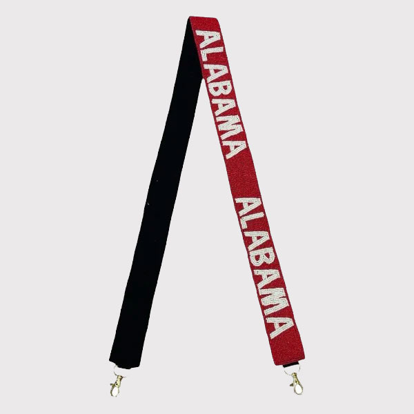 Queens Designs Game Day Beaded Straps, beaded straps with 'ALABAMA' text in red and white, designed for supporting sports teams.