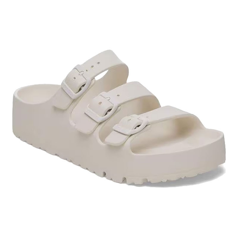 Birkenstock Women's Florida III Flex Platform Eva Narrow sandals, white slip-on sandals with adjustable straps and platform soles.