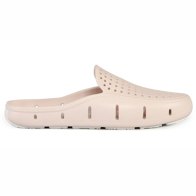 Floafers Sunset Slide 6, light pink slip-on casual shower slide sandal with perforated design for breathability and comfort.