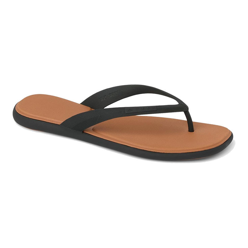 Reef Women's Water Willow Malibu Flip Flop, Black strap with tan cushioned footbed and black sole, stylish and comfortable casual footwear for women.