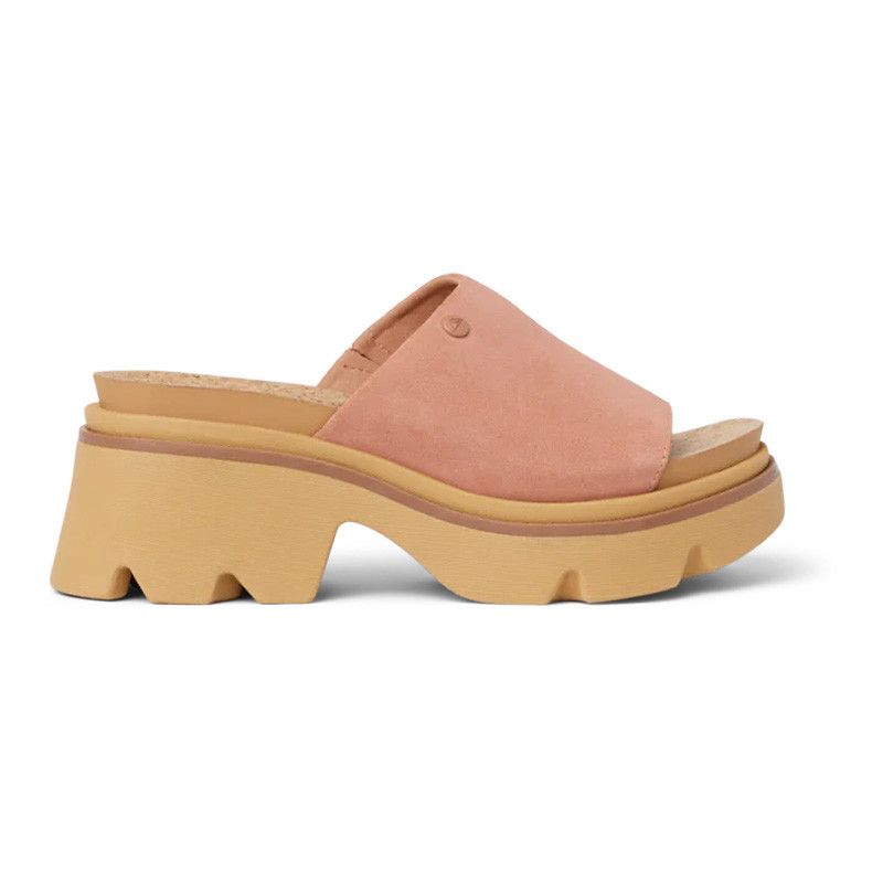 Reef Women's Vista Luxe Evie Sandal, Rose pink slip-on platform sandal with a chunky, rugged sole for casual summer wear.