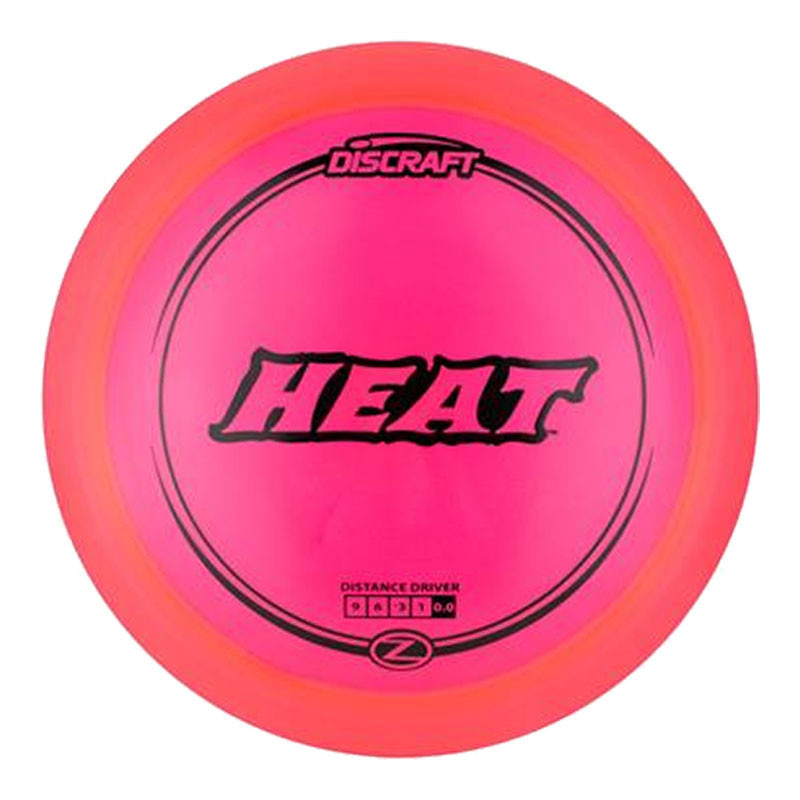 Discraft Z Line Heat, pink and orange disc golf disc with bold 'HEAT' logo in the center.
