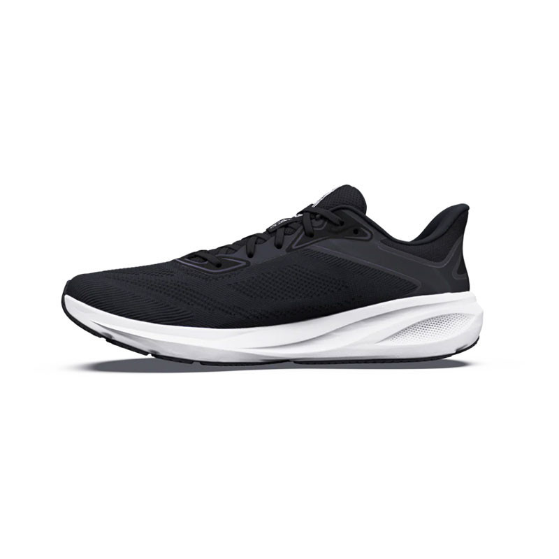 Altra Men's Motiv FLX, black athletic running shoe with white midsole and breathable mesh upper.