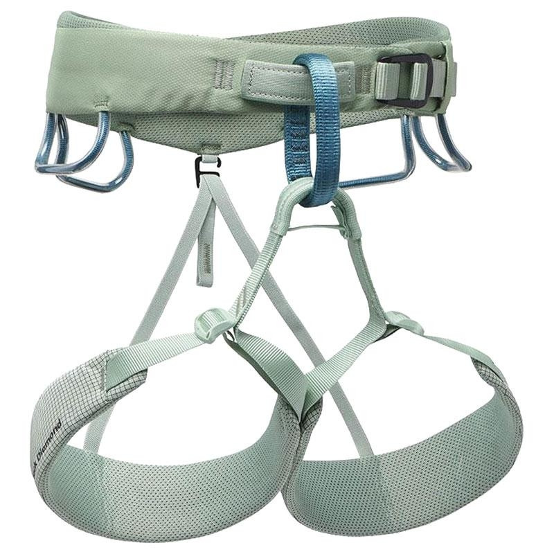 Black Diamond Women's Momentum Harness, climbing harness with adjustable straps and padded waist belt for women.