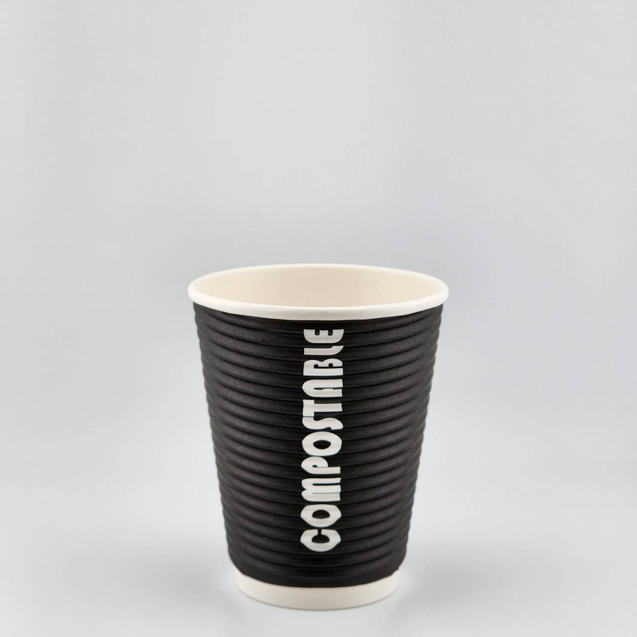 8oz Renewables™ Ripple Grip® Ripple Wall Compostable Cup (Black)