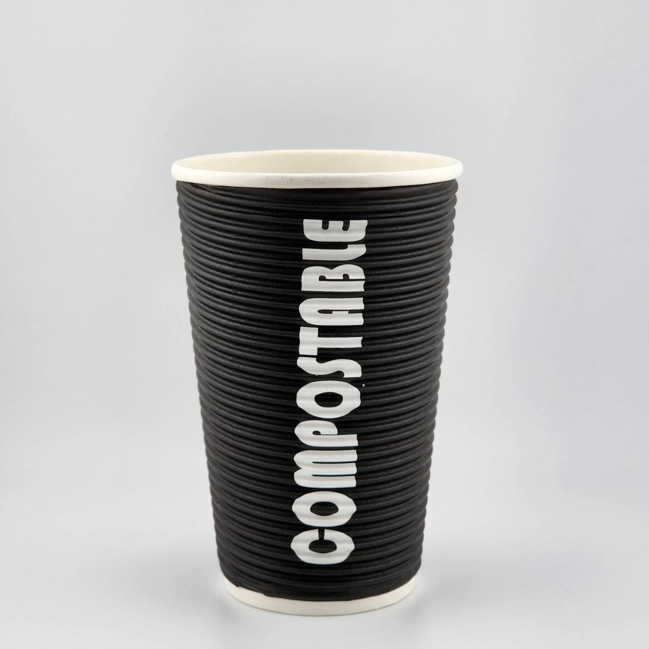 16oz Renewables™ Ripple Grip® Ripple Wall Compostable Cup (Black)