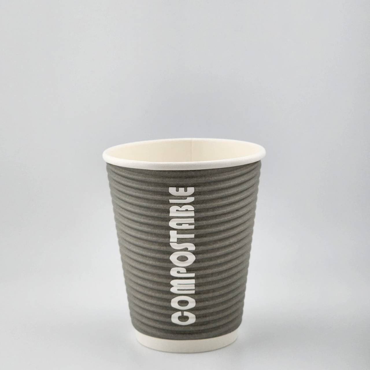 8oz Renewables™ Ripple Grip® Ripple Wall Compostable Cup (Grey)