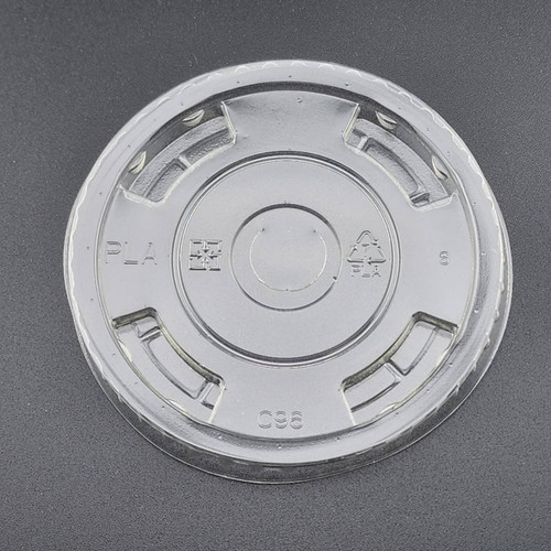 96mm Flat Lid for Cold Clear Cups, ASTM Certified Compostable Lid