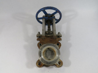 Trueline Knife Gate Valve Size 3" Blue 8" Handle 4 Bolt Pattern USED